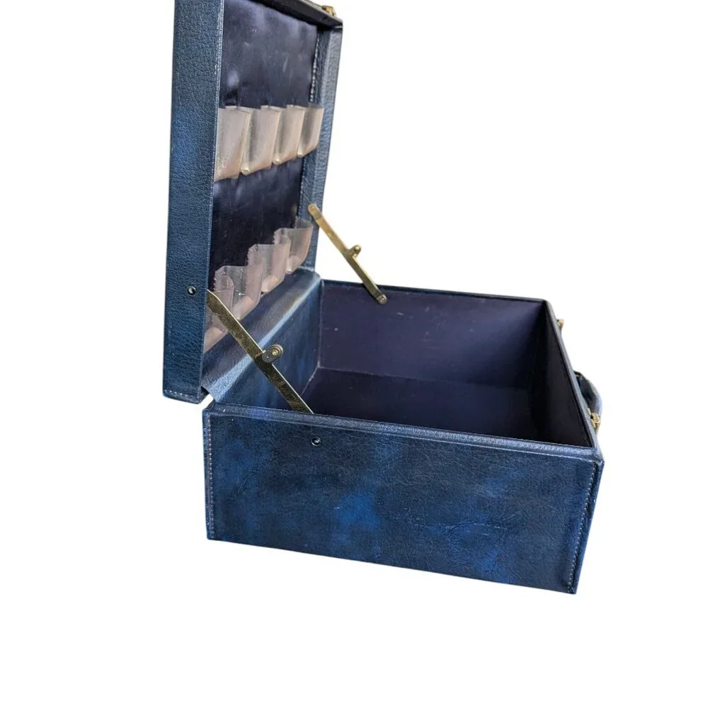 Vintage Blue Faux Leather Briefcase